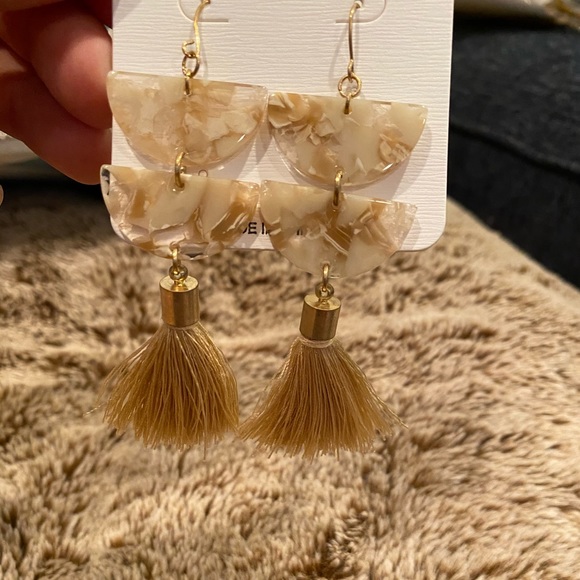 Marble Tassel Drop Earrings Trendy Summer NEW - Picture 3 of 5
